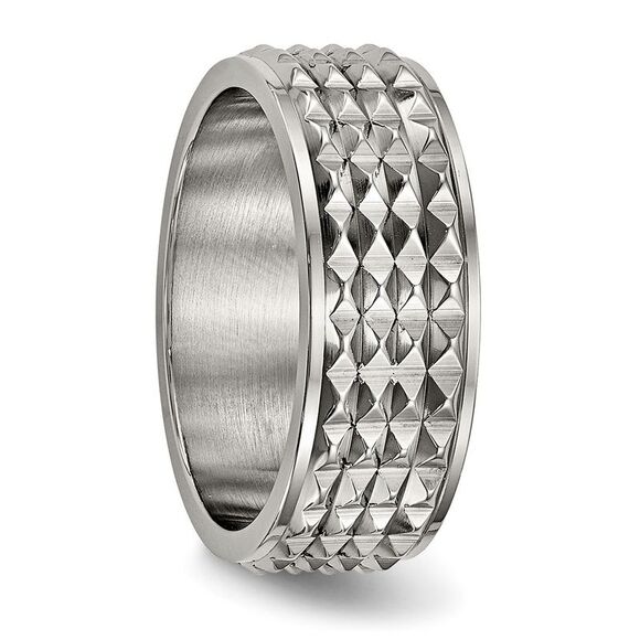 Kazi Luxury Chisel Titanium Polished 8mm Studded Band